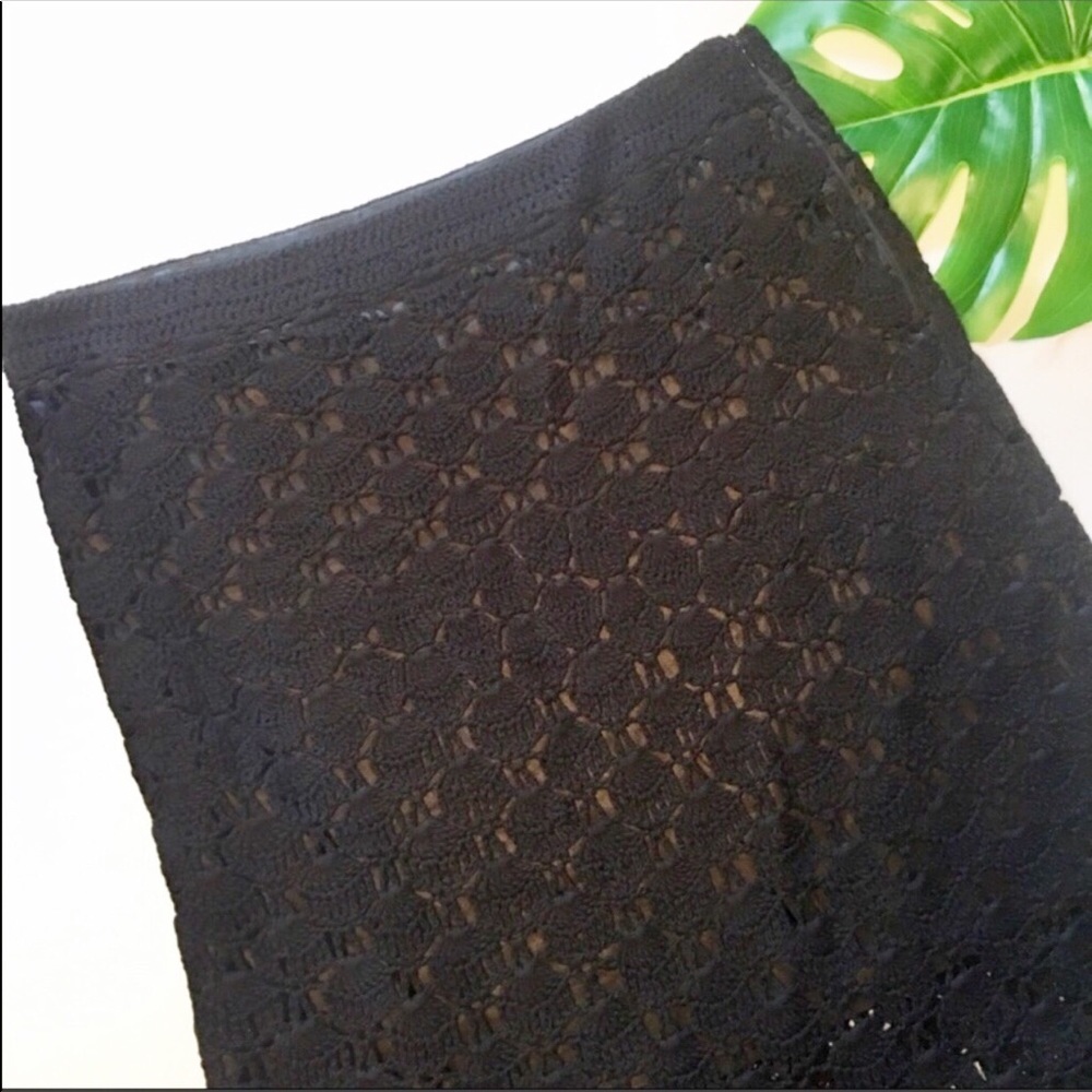 Boston Proper Black Crochet Skirt Lined Boho 14